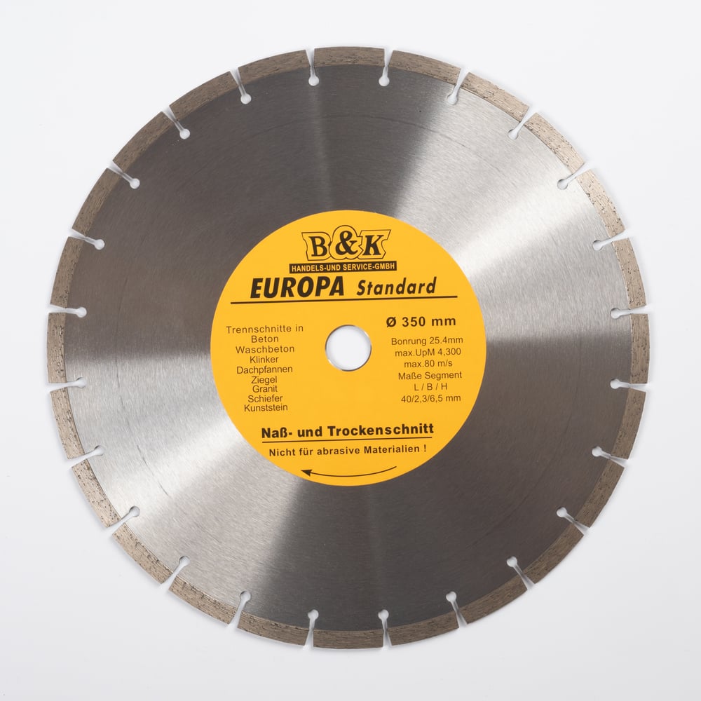 Изображение товара Диск алмазный отрезной Europa Standart 350x25.4xZ24/10x3.4мм для бетона и камня