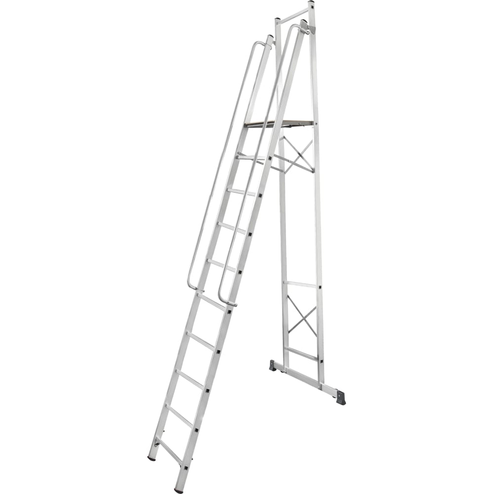 Складная передвижная лестница-стремянка Новая Высота стремянка алюминиевая новая высота nv3112 10 ступеней максимальная нагрузка 150 кг