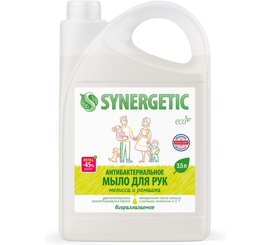 Изображение товара Антибактериальное жидкое мыло SYNERGETIC Мелисса и ромашка 3.5 л 105203