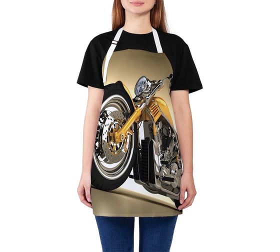 Изображение товара Кухонный фартук JOYARTY Желтый мотоцикл, универсальный размер для женщин и мужчин ap_18233