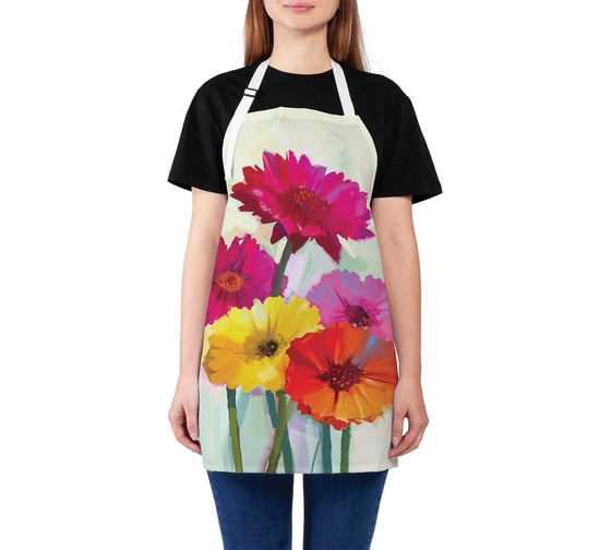 Изображение товара Кухонный фартук JOYARTY Цветочная картина маслом, универсальный размер для женщин и мужчин ap_74201