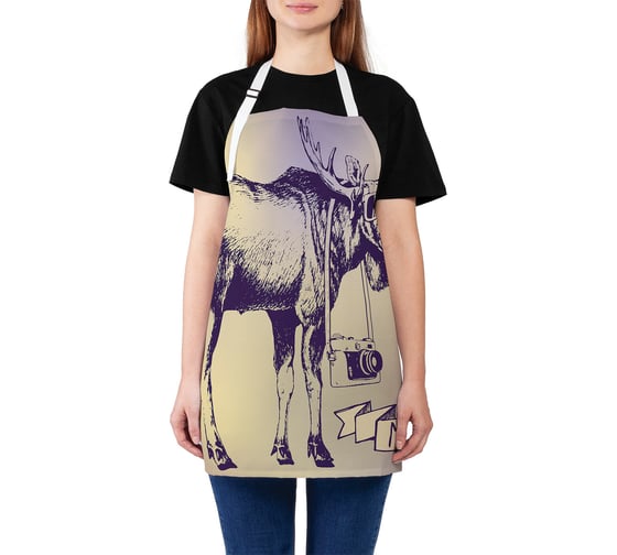 Изображение товара Кухонный фартук JOYARTY Лось с фотоаппаратом, универсальный размер для женщин и мужчин ap_22292