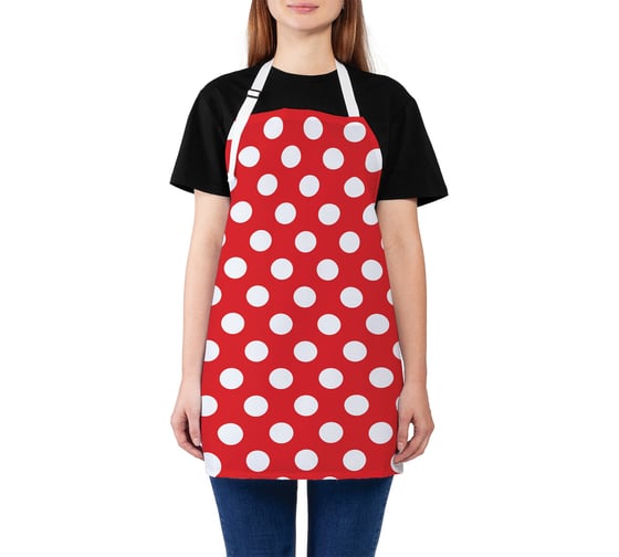 Изображение товара Кухонный фартук JOYARTY Белый горошек, универсальный размер для женщин и мужчин ap_34097