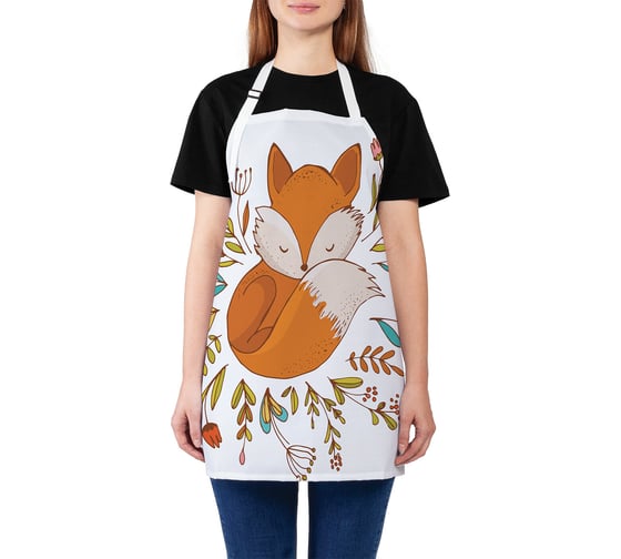 Изображение товара Кухонный фартук JOYARTY Лисичка и цветы, универсальный размер для женщин и мужчин ap_29016