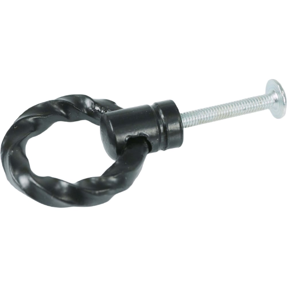 Изображение товара Ручка-кольцо Левша TWIST MI088 черный для мебели, металлическое, модерн стиль