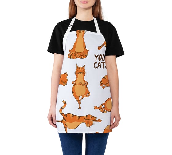 Изображение товара Кухонный фартук JOYARTY Йога и кот, универсальный размер для женщин и мужчин ap_9647