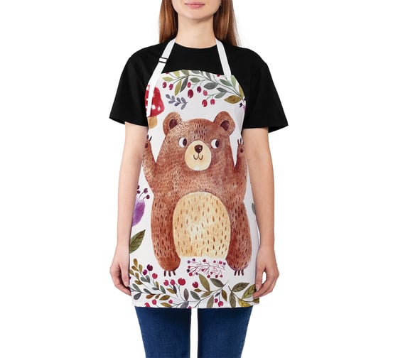 Изображение товара Кухонный фартук JOYARTY Радостный медведь, универсальный размер для женщин и мужчин ap_14527