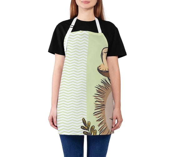 Изображение товара Кухонный фартук JOYARTY Осторожный ежик с грибом, универсальный размер для женщин и мужчин ap_15984
