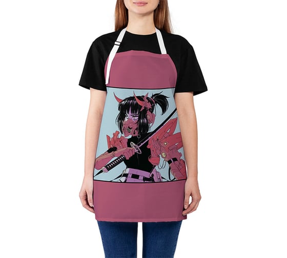 Изображение товара Кухонный фартук JOYARTY Девушка самурай, универсальный размер для женщин и мужчин ap_420026