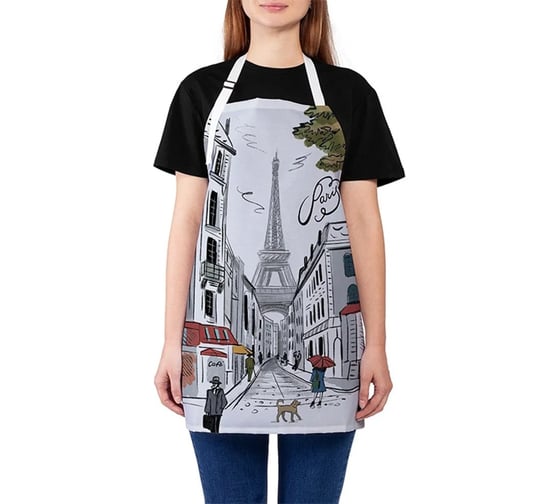Изображение товара Кухонный фартук JOYARTY Париж кафе и эйфелевая башня, универсальный размер для женщин и мужчин ap_410011