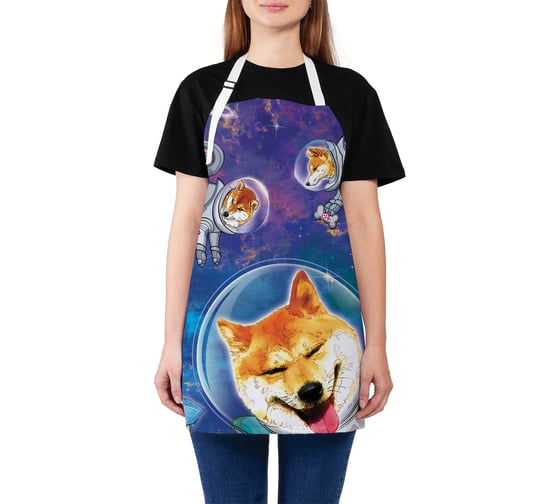 Изображение товара Кухонный фартук JOYARTY Собаки в космосе, универсальный размер для женщин и мужчин ap_49602