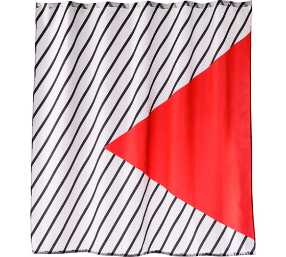 Изображение товара Занавеска (штора) для ванной комнаты Moroshka Memphis тканевая 180x200 см, цвет белый и красный 905-301-02