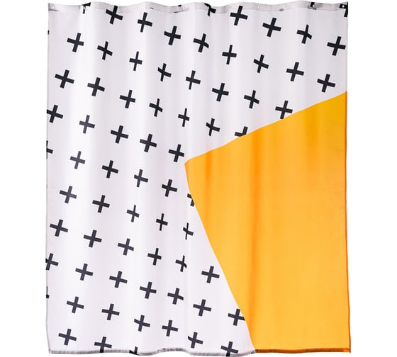 Изображение товара Занавеска (штора) для ванной комнаты Moroshka Memphis тканевая 180x200 см, цвет желтый и белый 905-301-01