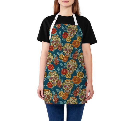 Изображение товара Кухонный фартук JOYARTY Праздничные черепа, универсальный размер для женщин и мужчин ap_35941