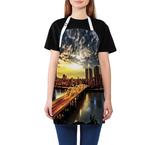 Изображение товара Кухонный фартук JOYARTY Городской трафик на закате, универсальный размер для женщин и мужчин ap_31607