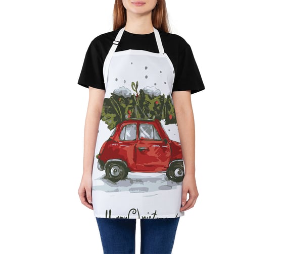 Изображение товара Кухонный фартук JOYARTY Елка спешит праздновать, универсальный размер для женщин и мужчин ap_20069