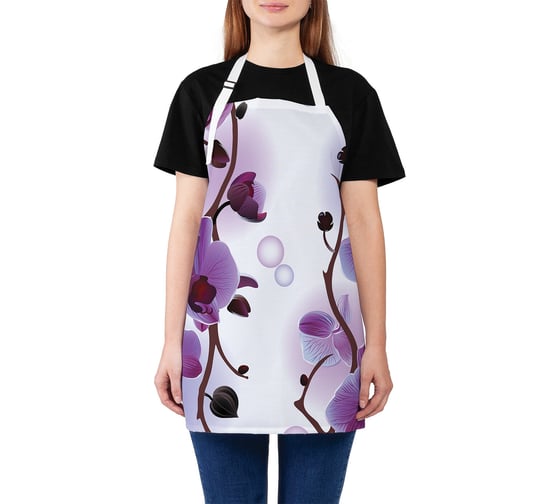 Изображение товара Кухонный фартук JOYARTY Орхидеи, универсальный размер для женщин и мужчин ap_50381