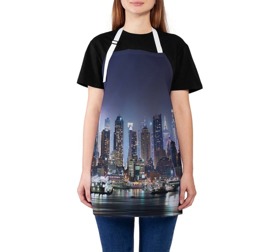 Изображение товара Кухонный фартук JOYARTY Город современности, универсальный размер для женщин и мужчин ap_1063