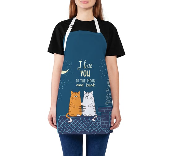 Изображение товара Кухонный фартук JOYARTY Влюбленные коты на крыше, универсальный размер для женщин и мужчин ap_46218