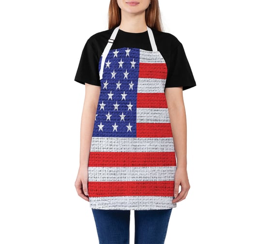 Изображение товара Кухонный фартук JOYARTY Вышитый американский флаг, универсальный размер для женщин и мужчин ap_10162