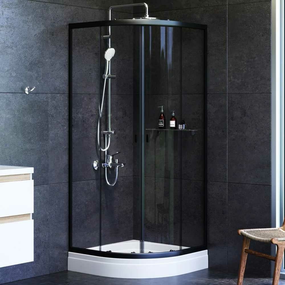 Изображение товара Душевое ограждение AM.PM X-Joy Twin Slide 80x80 с поддоном черный профиль