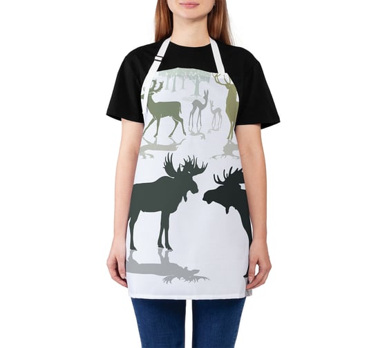 Изображение товара Кухонный фартук JOYARTY Семейство лосей, универсальный размер для женщин и мужчин ap_17533