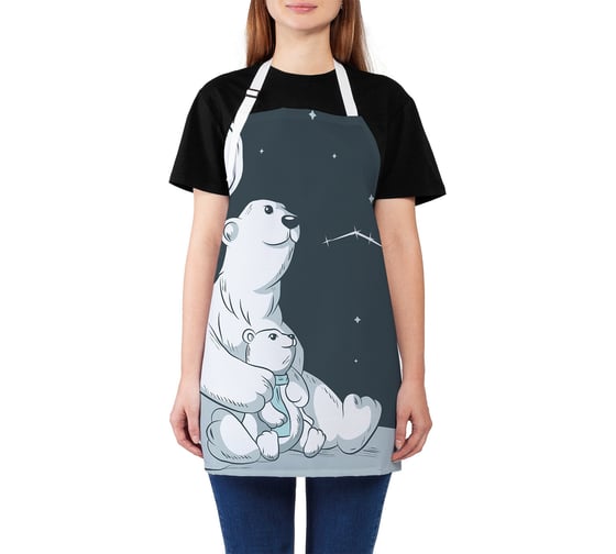 Изображение товара Кухонный фартук JOYARTY Полярная медведица и медвежонок, универсальный размер для женщин и мужчин ap_30156