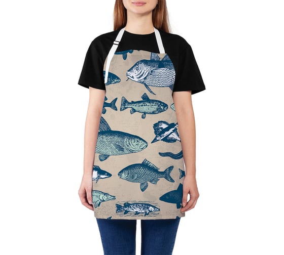 Изображение товара Кухонный фартук JOYARTY Рыбное движение, универсальный размер для женщин и мужчин ap_2790