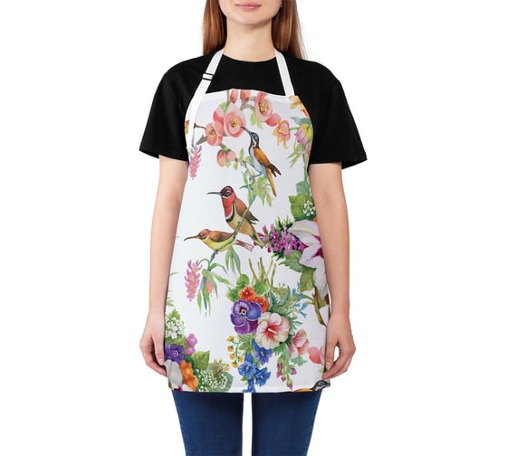 Изображение товара Кухонный фартук JOYARTY Композиции цветов и птичек, универсальный размер для женщин и мужчин ap_28152