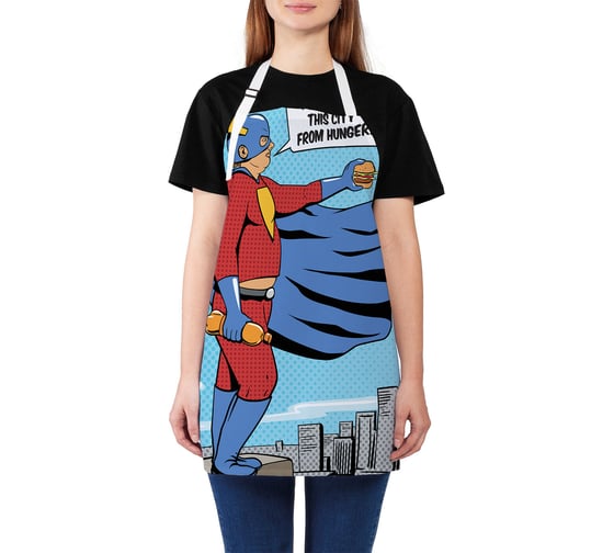 Изображение товара Кухонный фартук JOYARTY Супергерой в городе, универсальный размер для женщин и мужчин ap_31413