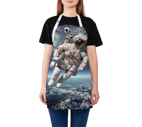 Изображение товара Кухонный фартук JOYARTY Космонавт над землей, универсальный размер для женщин и мужчин ap_25085