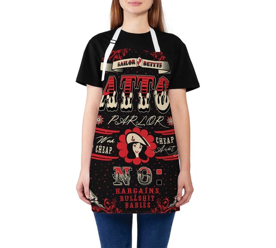 Изображение товара Кухонный фартук JOYARTY Тату салон, универсальный размер для женщин и мужчин ap_6909