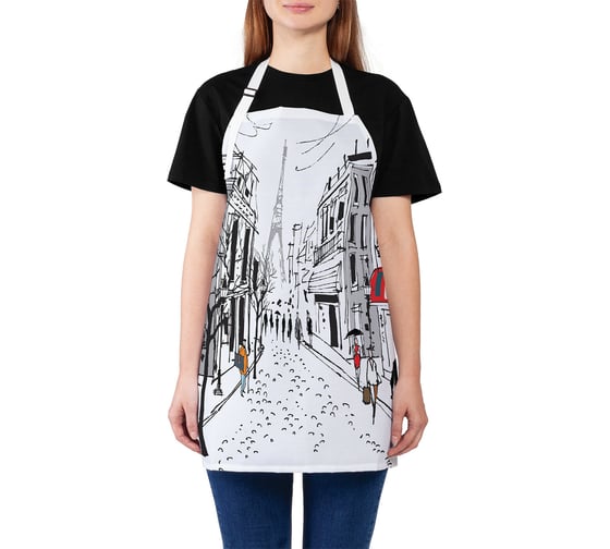 Изображение товара Кухонный фартук JOYARTY Дождливый париж, универсальный размер для женщин и мужчин ap_14713