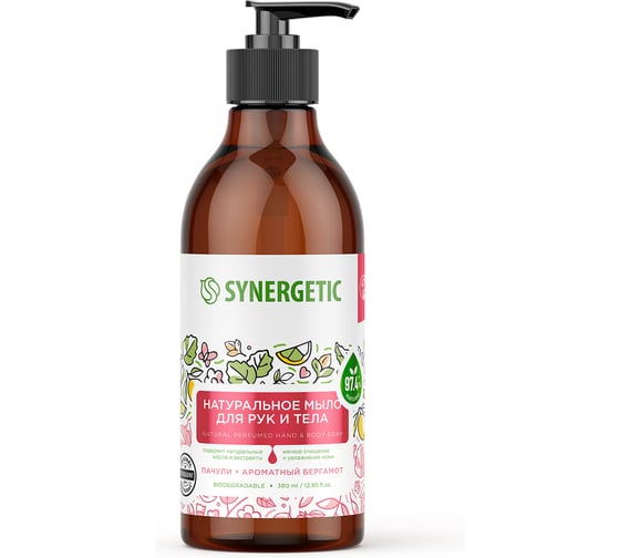 Изображение товара Жидкое мыло SYNERGETIC Пачули и ароматный бергамот 380 мл 105001