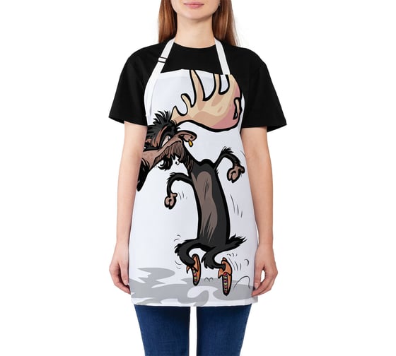 Изображение товара Кухонный фартук JOYARTY Хитрый лось, универсальный размер для женщин и мужчин ap_23352