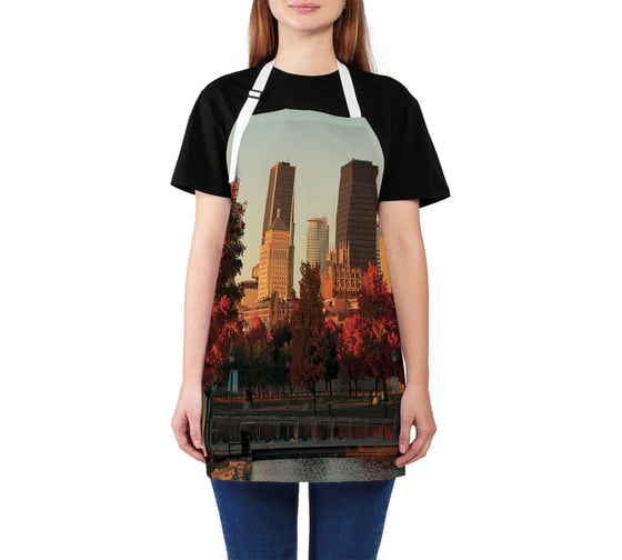Изображение товара Кухонный фартук JOYARTY Осенний город в закате, универсальный размер для женщин и мужчин ap_38519