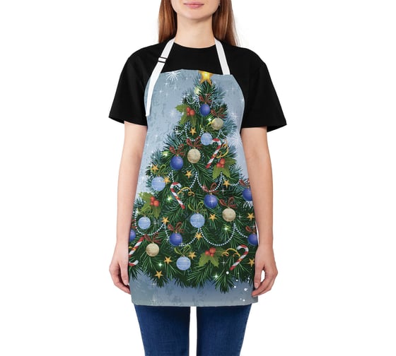 Изображение товара Кухонный фартук JOYARTY Ель с цветными шариками, универсальный размер для женщин и мужчин ap_78630