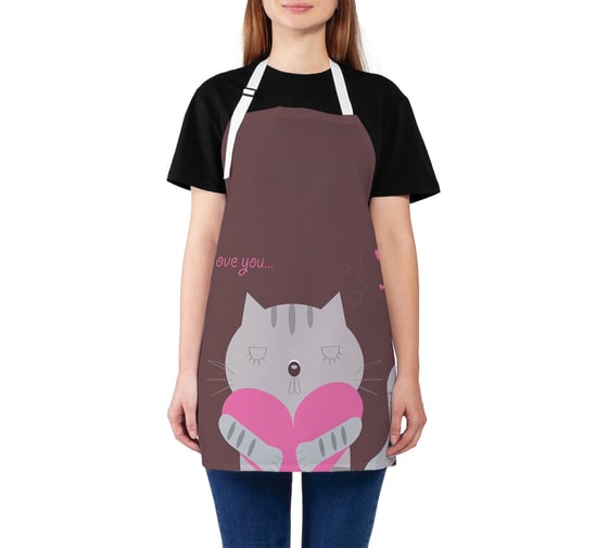 Изображение товара Кухонный фартук JOYARTY Кот романтик, универсальный размер для женщин и мужчин ap_53932