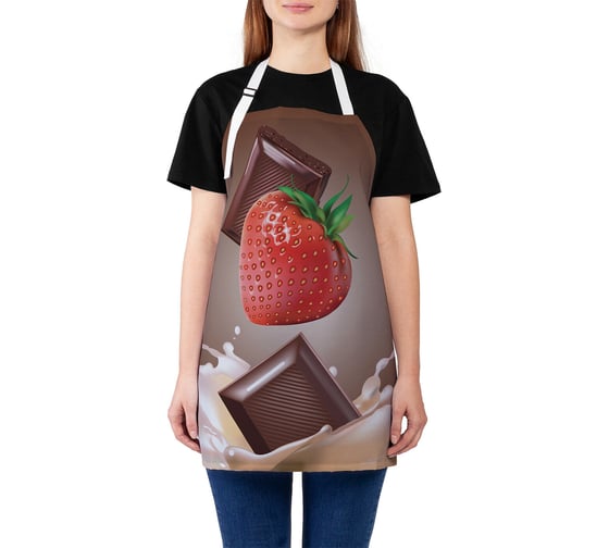 Изображение товара Кухонный фартук JOYARTY Шоколад с клубникой, универсальный размер для женщин и мужчин ap_62303