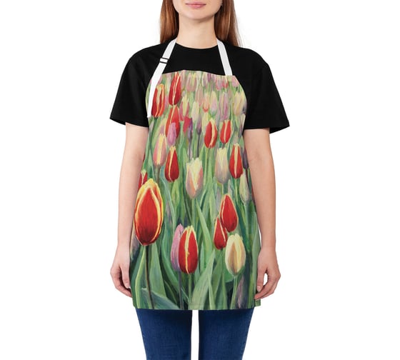 Изображение товара Кухонный фартук JOYARTY Тюльпановый рай, универсальный размер для женщин и мужчин ap_9182