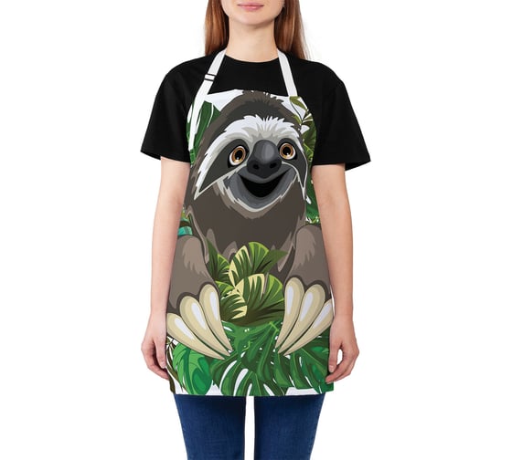 Изображение товара Кухонный фартук JOYARTY Ленивец в тропиках, универсальный размер для женщин и мужчин ap_37872