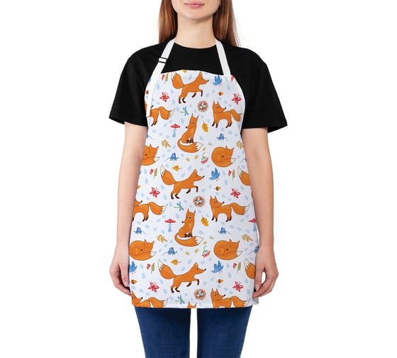 Изображение товара Кухонный фартук JOYARTY Лисы на полянке, универсальный размер для женщин и мужчин ap_58657