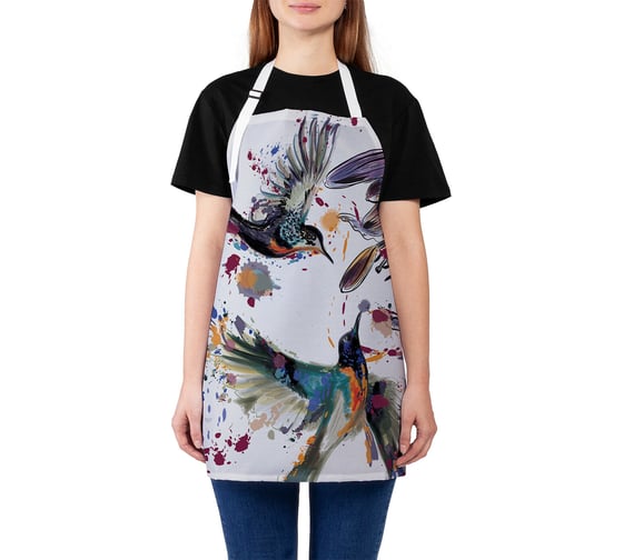 Изображение товара Кухонный фартук JOYARTY Колибри в красках, универсальный размер для женщин и мужчин ap_17099