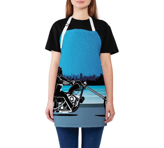 Изображение товара Кухонный фартук JOYARTY На мотоцикле под луной, универсальный размер для женщин и мужчин ap_17786