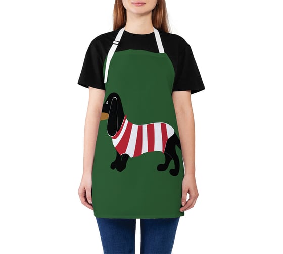 Изображение товара Кухонный фартук JOYARTY Такса в полосатой футболке, универсальный размер для женщин и мужчин ap_53896