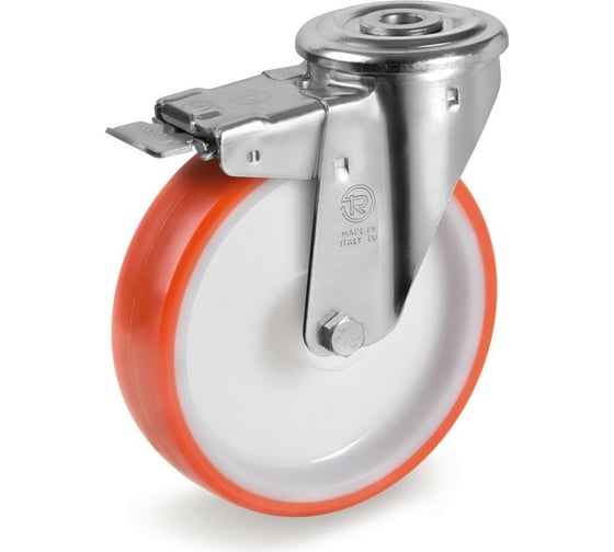 Изображение товара Колесо поворотное с тормозом (125 мм; 220 кг; термопластичный полиуретан/полиамид; под болт 12 мм) Tellure rota 606403