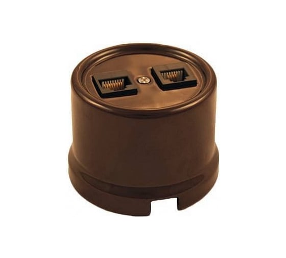 Изображение товара Розетка Bironi rj45 информационная двойная, керамика, цвет коричневый B1-302-02
