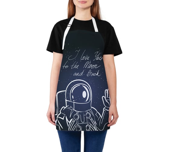 Изображение товара Кухонный фартук JOYARTY Любовь космонавта, универсальный размер для женщин и мужчин ap_19924