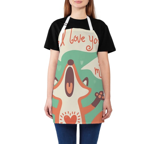Изображение товара Кухонный фартук JOYARTY Влюбленная лиса, универсальный размер для женщин и мужчин ap_28046