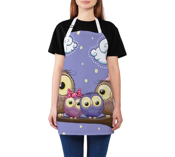 Изображение товара Кухонный фартук JOYARTY Семья сов на дереве, универсальный размер для женщин и мужчин ap_29455